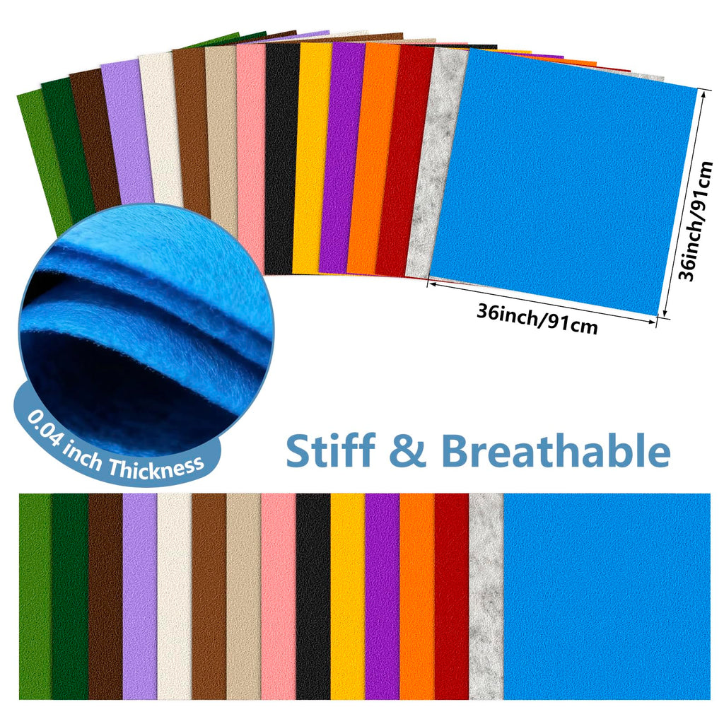 Blue Stiff Felt Sheet 36'' X 36'', 1mm Large Felt Fabric Sheet for Crafts