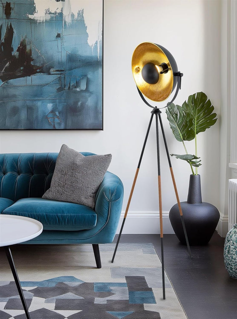 Sulis 58" Modern Tripod Floor Lamp with Gold Foil Satellite Shade