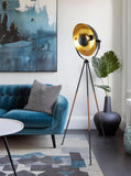 Sulis 58" Modern Tripod Floor Lamp with Gold Foil Satellite Shade
