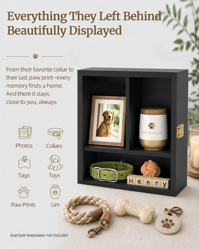 10.83"x9.25" Pet Memorial Shadow Box with Shelves & Pin-Back Board