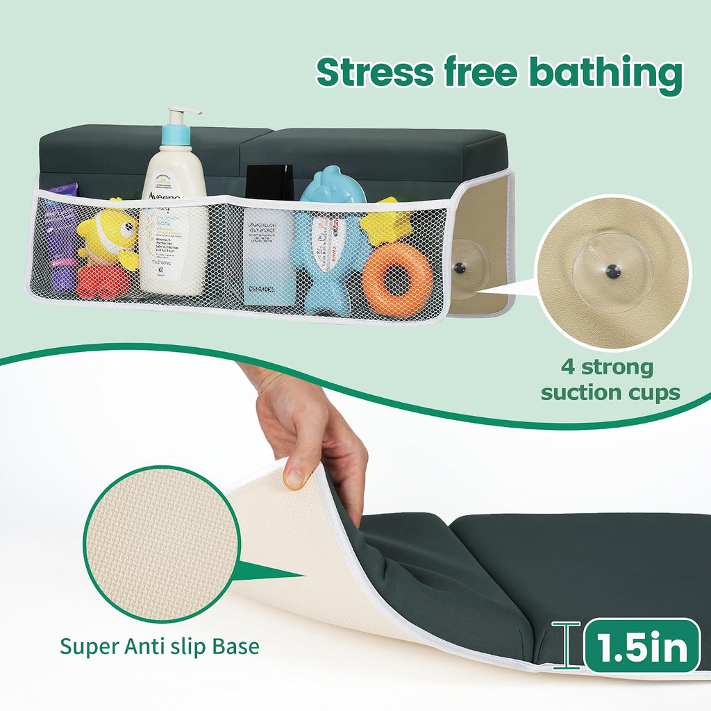 Comfortable Baby Bath Kneeler and Elbow Rest Pad Set, Thick Memory Foam Bath Kneeling Pad with Elbow Support, Baby