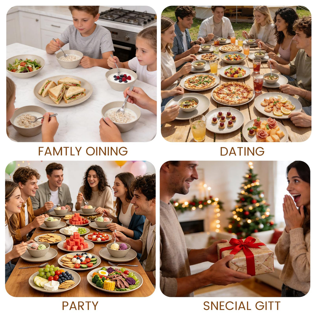 Melamine Dinnerware Sets 18 Piece Service for 6,Warm Beige