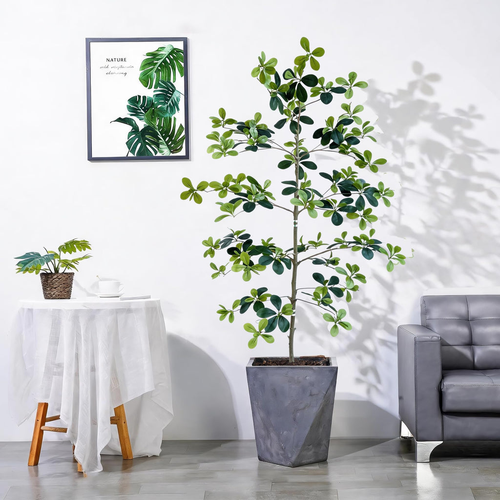 Faux Black Olive Tree 5ft, Artificial Shady Lady Tree with Natural Trunk & Realistic Leaves, Modern Decor