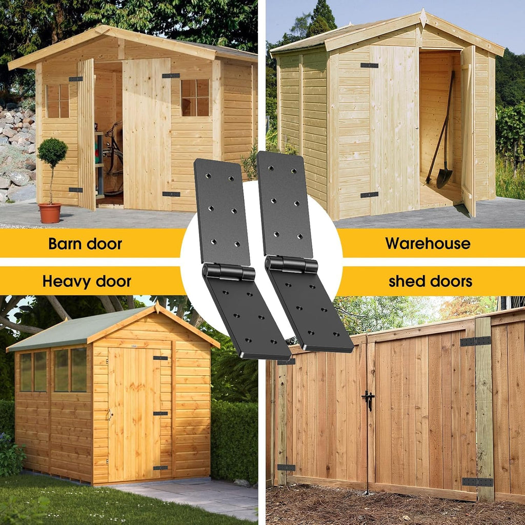 Fence Gate Hinge Heavy Duty 6Pack, 270 Degree Barn Door Hardware Kit for Gates, Double Layer Design, Adjustable Outdoor