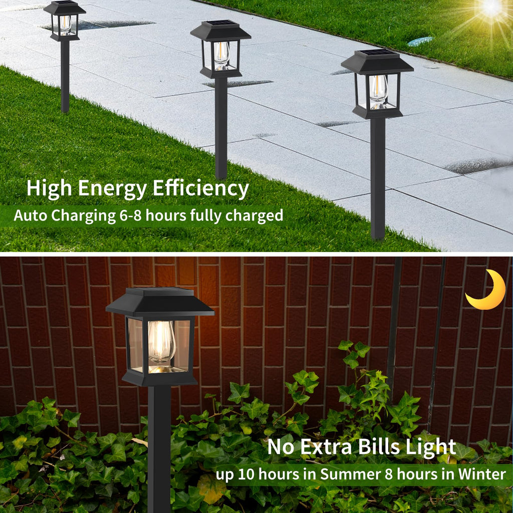 Solar Lights Outdoor,12 Pack 3000K Waterproof Auto On/Off Solar Pathway Lights for Your Garden, Landscape, Path