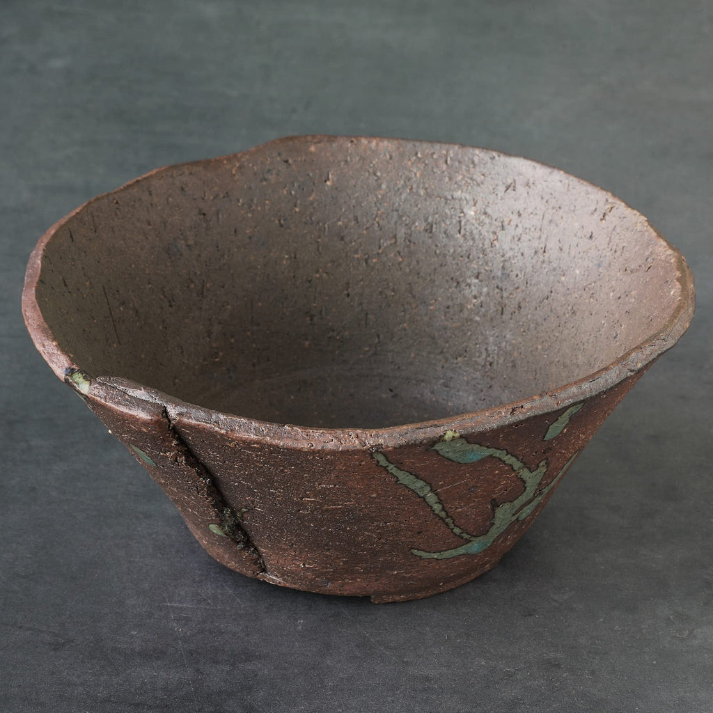 Tokoname Tatara Bonsai Pot 6.3in, Handmade Japanese Pot, Rustic