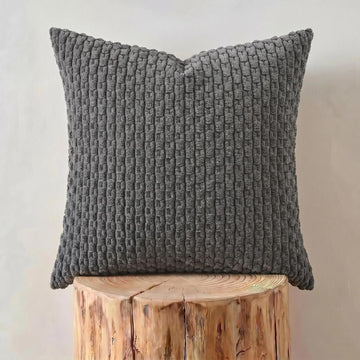 2 Packs Dark Gray Euro Decorative Throw Pillow Covers 26x26 Inch Couch Bed Sofa, Rustic Farmhouse Boho Home Decor