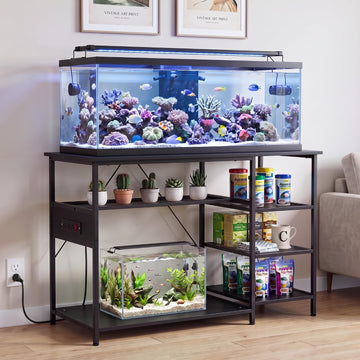 55-75 Gallon Fish Tank Stand with Power Outlets, Metal Aquarium Stand