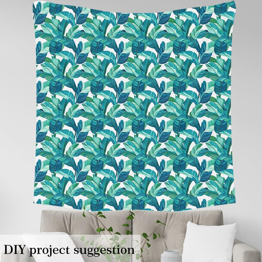 Tropical Outdoor Fabric by The Yard, Summer Palm Leaf Upholstery Fabric for Chairs, Green Botanical Branch Decorative
