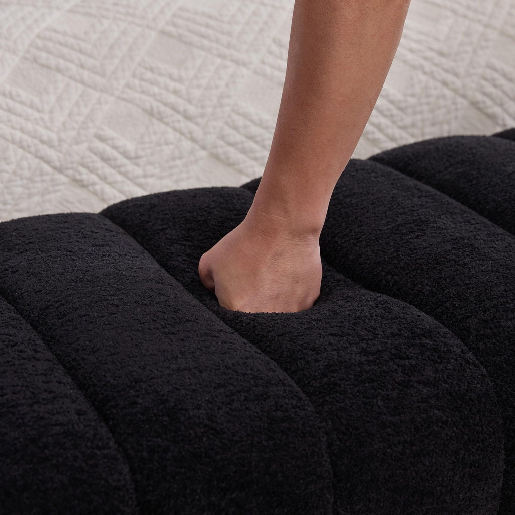 69.7" Modern Upholstered Armless Bed Bench, Channel Tufted Couch Daybed Chaise, Chenille Ottoman Foot Stool, Window