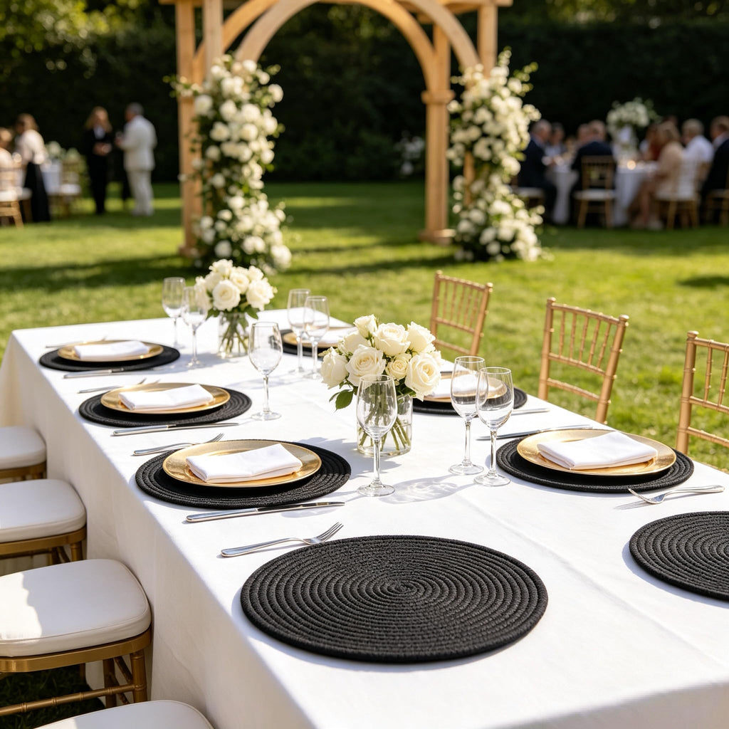 Round Placemats Set of 10, Cotton Woven Tablemats, Hot Pads, Jute Rattan Charger Plates for Dinner, Non Slip Heat