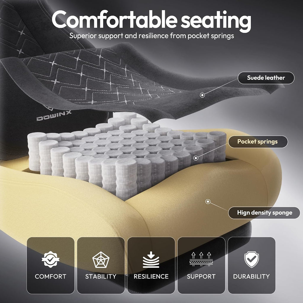 Gaming Chair with Heated Massage Lumbar Support,Big and Tall Fabric Gaming Chairs for Adults with Footrest, Ergonomic