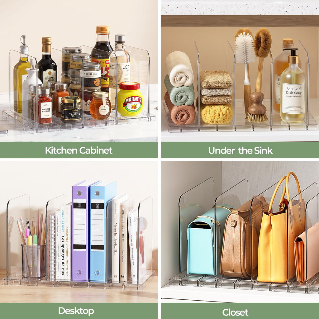 Purse Organizer for Closet, Holds 16 Bags, Clear Acrylic Adjustable Shelf Dividers, Stackable Handbag Storage, Keep