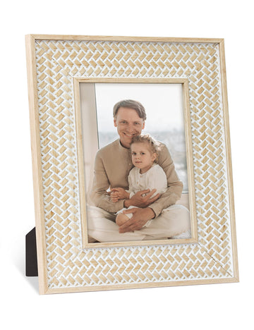 Boho 5x7 Picture Frame Beige Rattan Photo Frame
