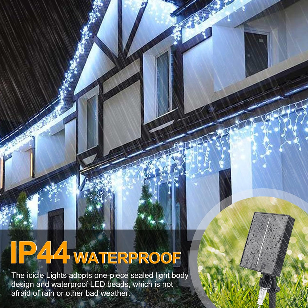 Christmas Icicle Lights with Remote,300 LED Solar Curtain Lights