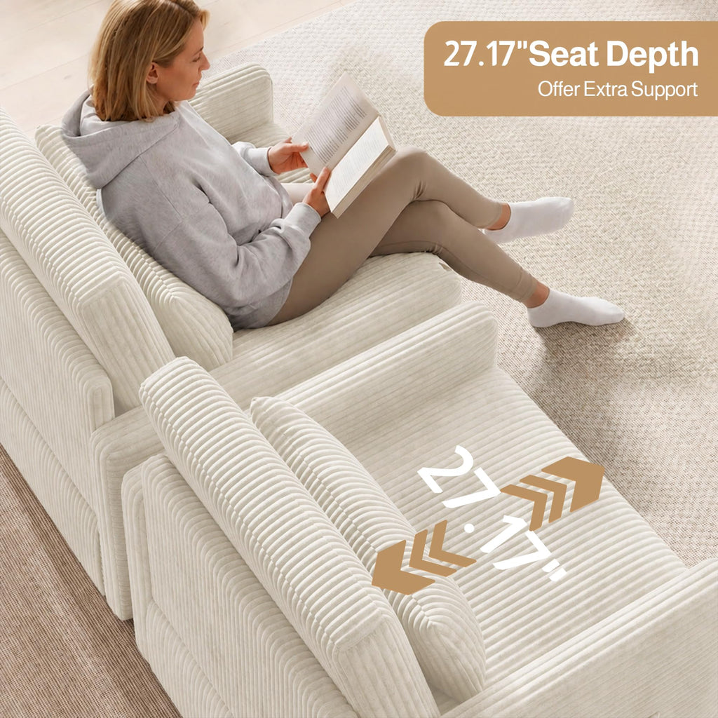 75.2" Sleeper Chair Pull Out Bed, 3 in 1 Corduroy Sleeper, Beige