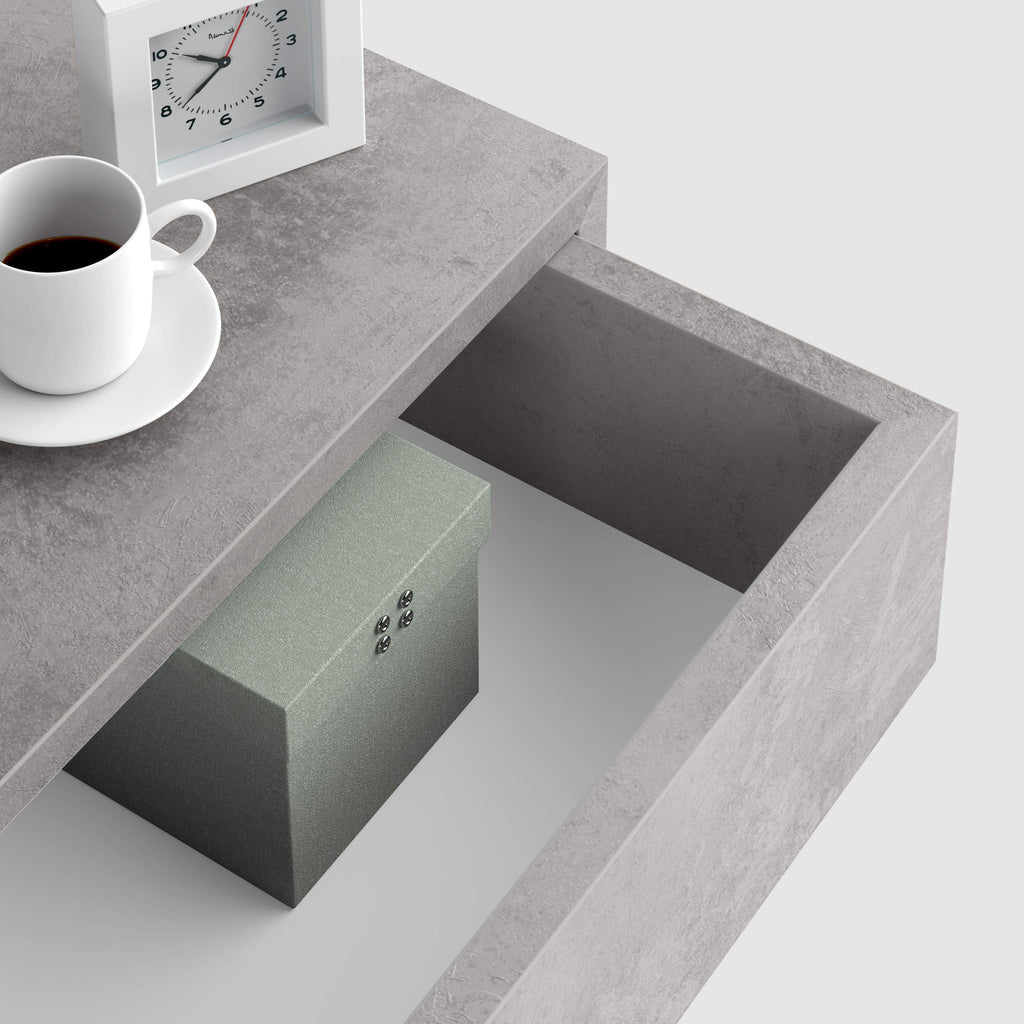 Riccardo Floating nightstand, Concrete Effect, Grey, Made in Italy