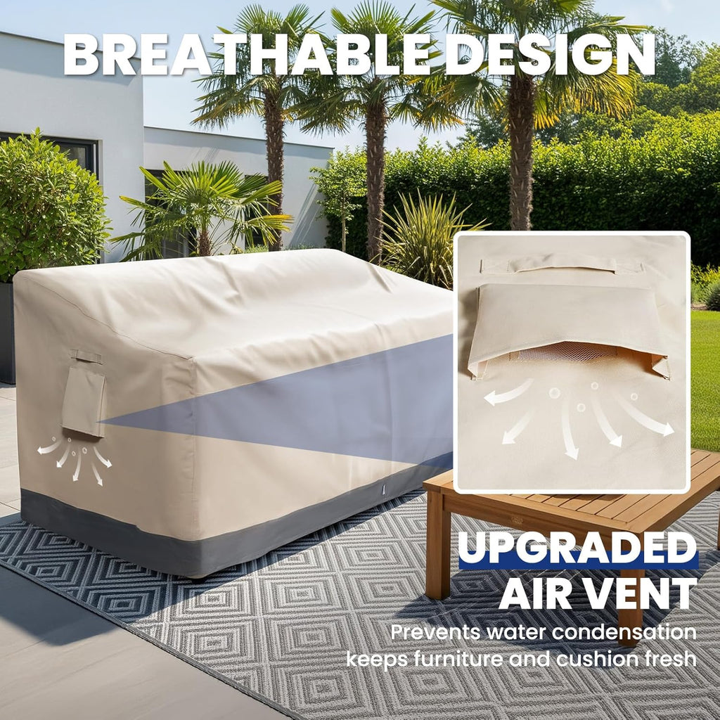 Extra Heavy Duty Outdoor Couch Cover Waterproof, Large 3-Seater Patio Sofa Cover, Lawn Patio Furniture Covers with