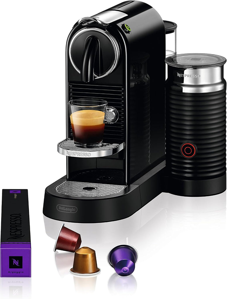 CitiZ Coffee and Espresso Machine by with Milk Frother, Black, 9.3 x 14.6 x 10.9 inches | Limousine black espresso