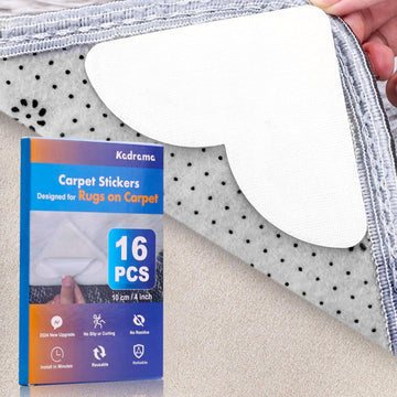 16-Pack Carpet-to-Carpet Rug Grippers | Cloth-Backed Heavy-Duty Anti-Slip Pads | Secure Rugs Over Carpets, Tiles - Set of 16