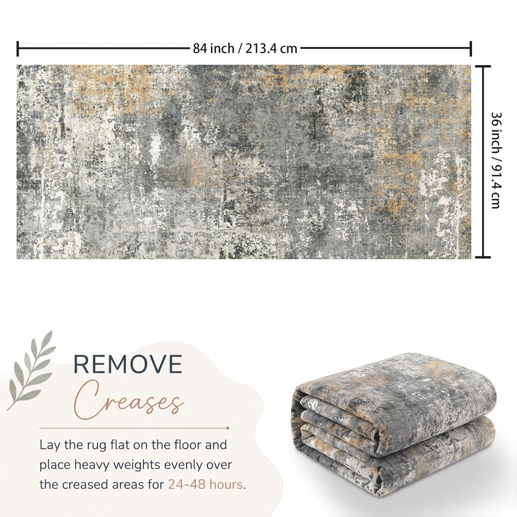 Hallway Washable Runner Rug Soft Non Slip Carpet Runner, Gray/Orange