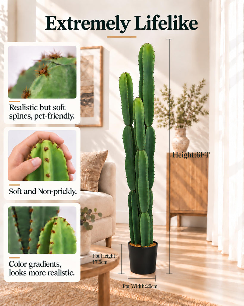 Fake Cactus, 6FT Tall Artificial Plants Living Room Decor