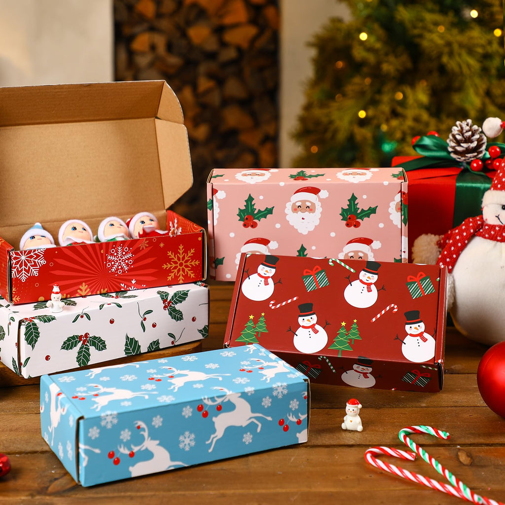 25 Pcs Christmas Shipping Gift Boxes Small Holiday Mailing Cardboard Gifts Boxes Christmas Shipping Packaging Cases