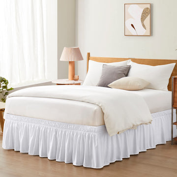 White Wrap Around Bed Skirt, King Cal King 18-Inch Brushed Drop