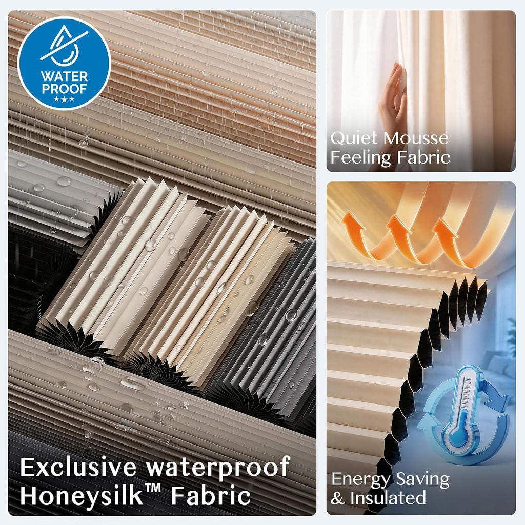No Drill Waterproof 99% Blackout Cellular Shades Top Down Bottom Up(TDBU) Easy Install Thermal Insulated Noise