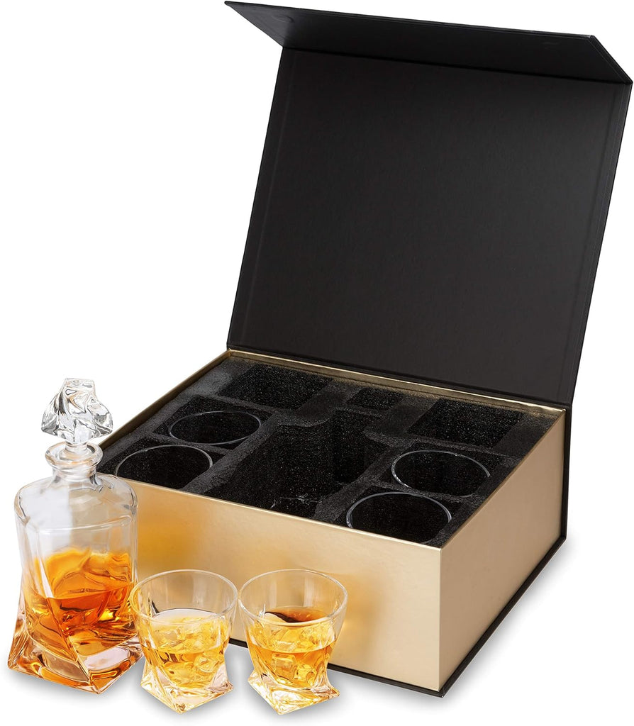 Whiskey Decanter Set Liquor Decanter with 6 Old Fashioned Glasses