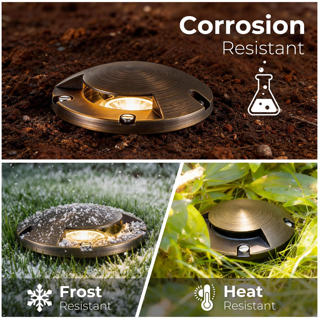 Brass Low Voltage Well Lights Landscape Lighting LED 12V Outdoor In Ground Lights Landscape Lights for Deck
