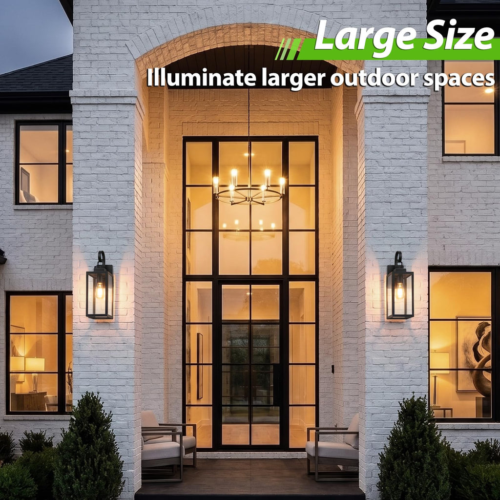 16.5" Large Outdoor Wall Light Fixtures, Modern Black Porch Lights