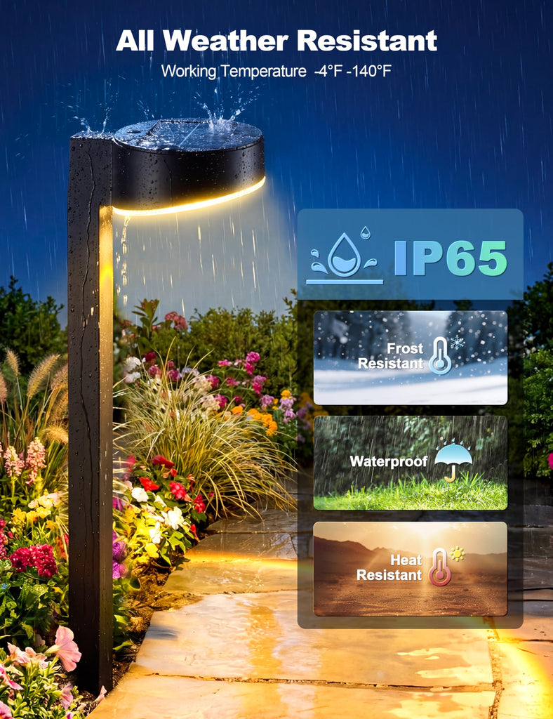 Solar Pathway Lights Outdoor, 12 Pack 3CCT(3000K/4500K/6000K) Bright Solar Walkway Lights, Auto On/Off, Landscape