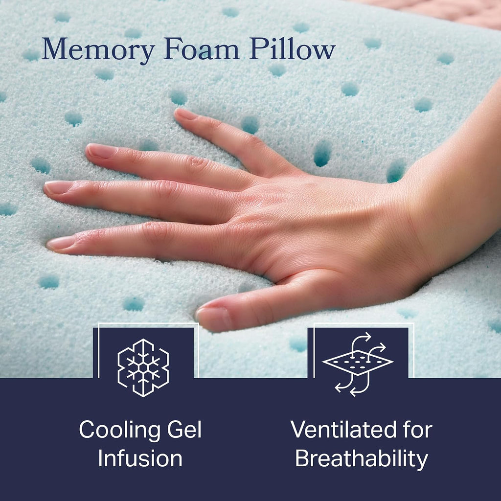 Cooling Gel Memory Foam Pillow for Sleeping - King Size, Ventilated Cooling Pillow for Side & Back Sleepers, Neck &