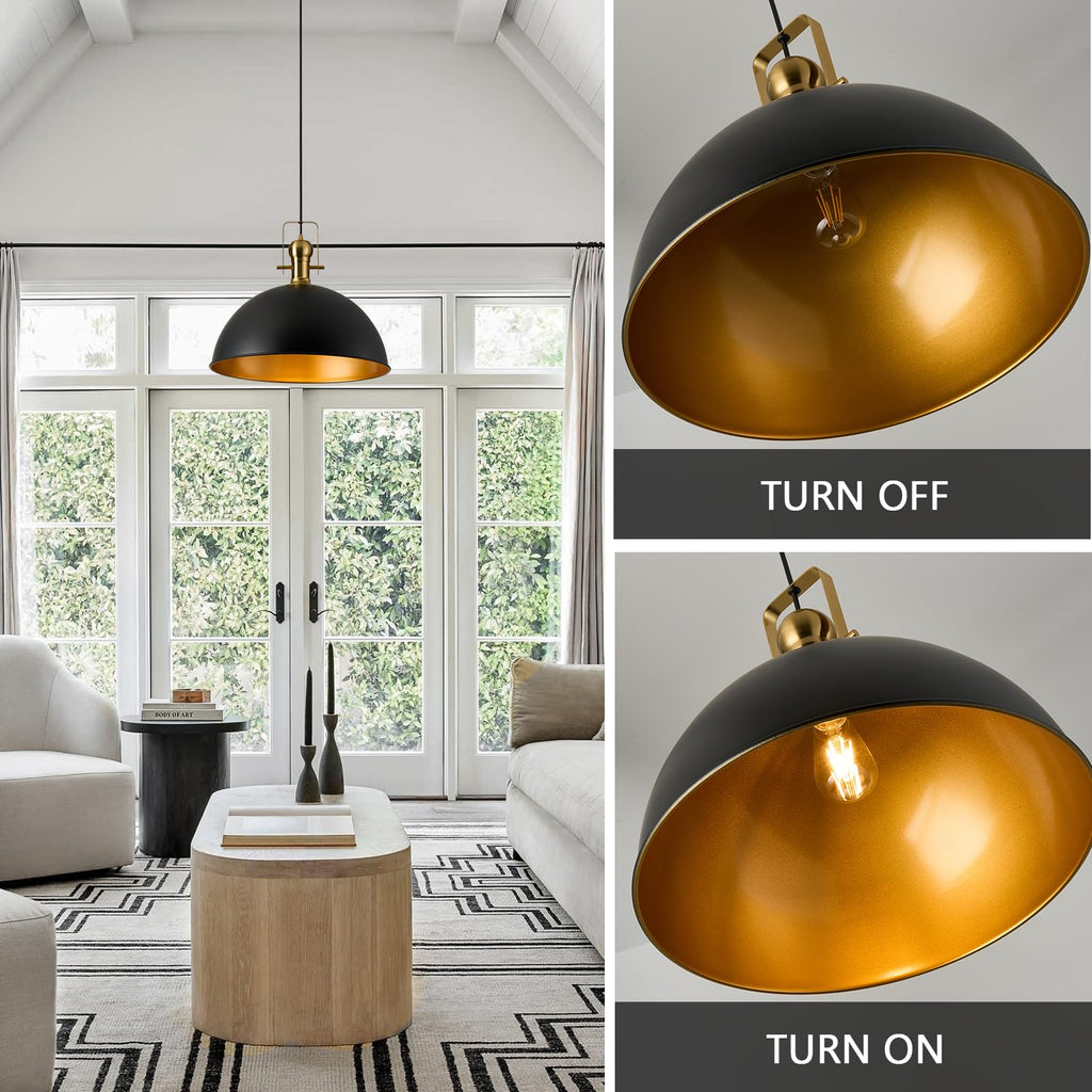 12 Inch Black Farmhouse Pendant Lights Island 3 Pack