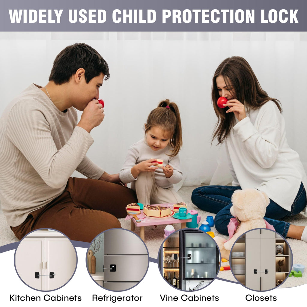 2 Pack Refrigerator Lock with Keys Child Safety Cabinet Locks