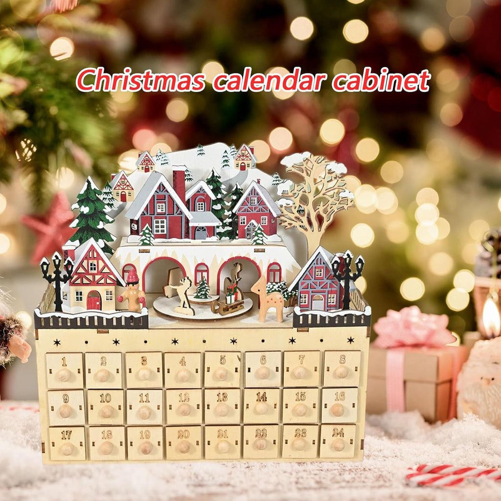 Handmade Wooden Advent Calendar Cabinet With 24 Drawers For Christmas Count Down Decorations And Storage