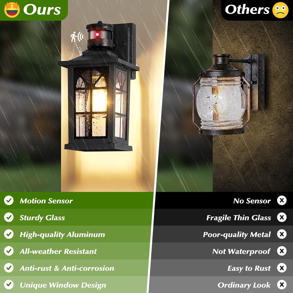 2-Pack Motion Sensor Outdoor Wall Lights, Modern Porch Lights