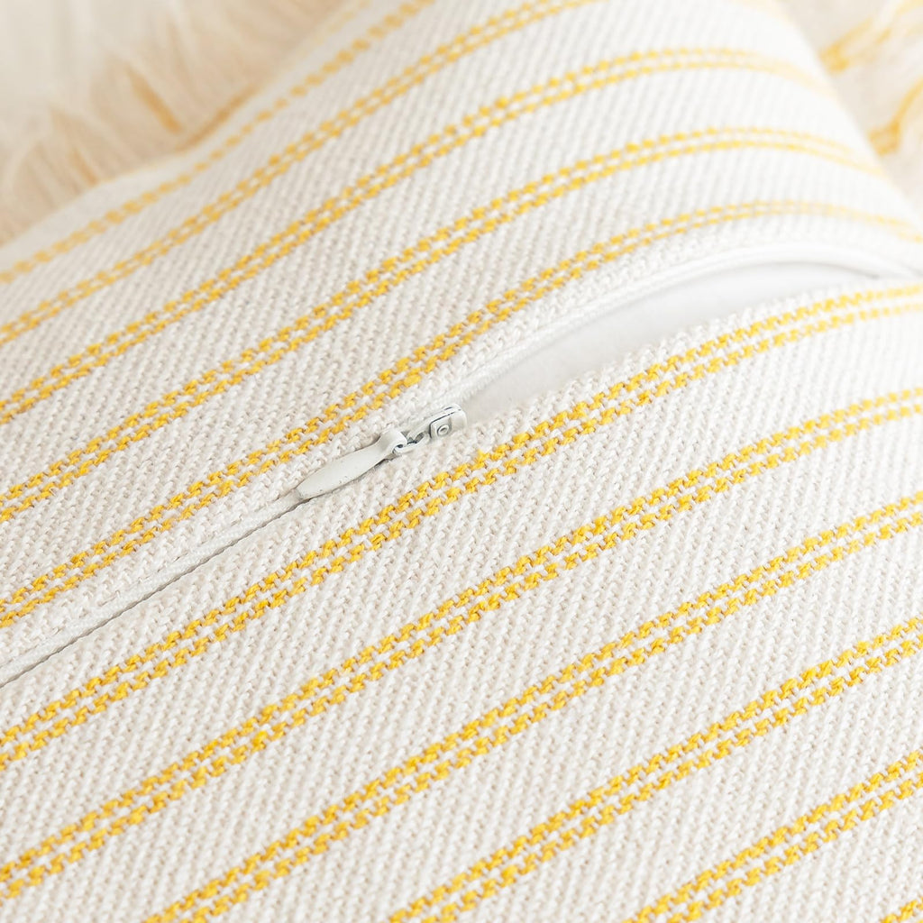 Throw Pillow Covers 22x22 Boho Striped Pillow Cases with Tassel