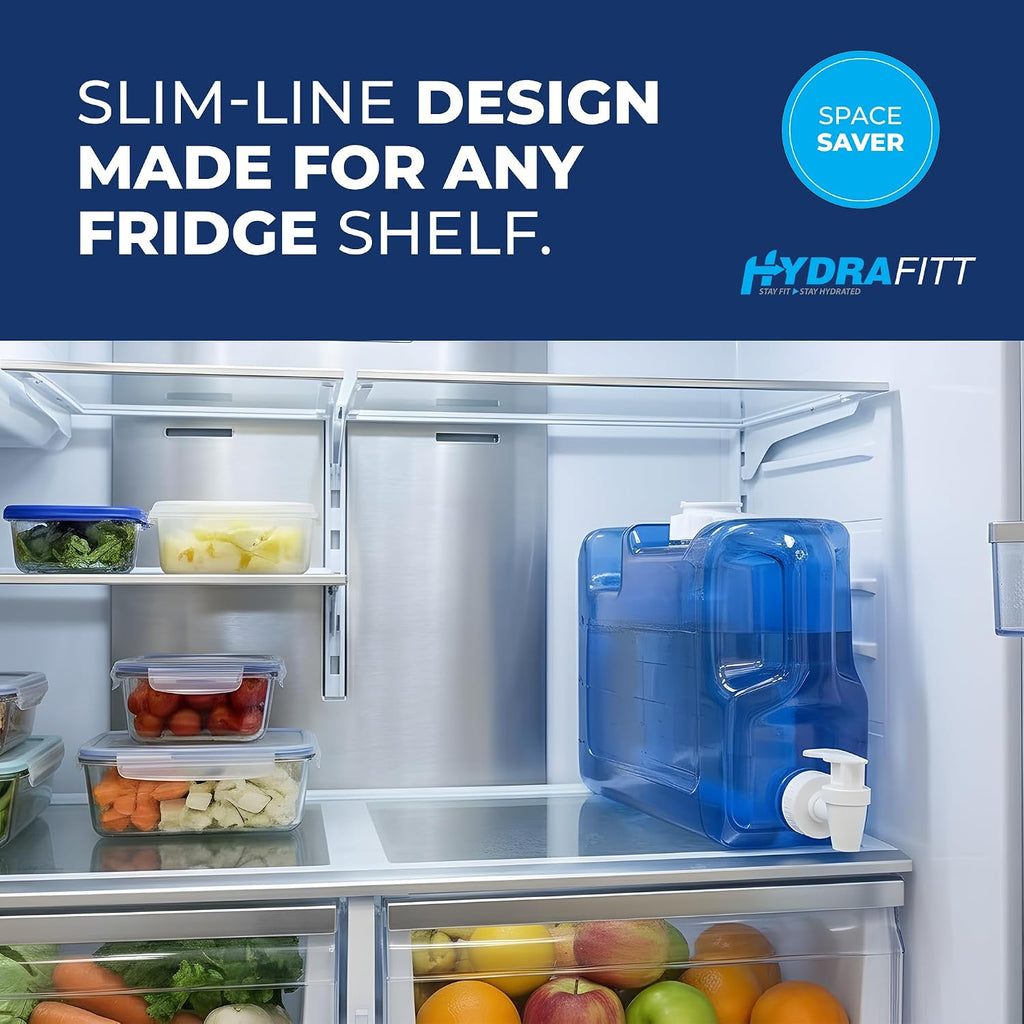 Refrigerator Water Dispenser 1.1 Gallon - Leak-Proof Slim Fridge Water Container with Spigot - BPA-Free Refillable - Set of 128