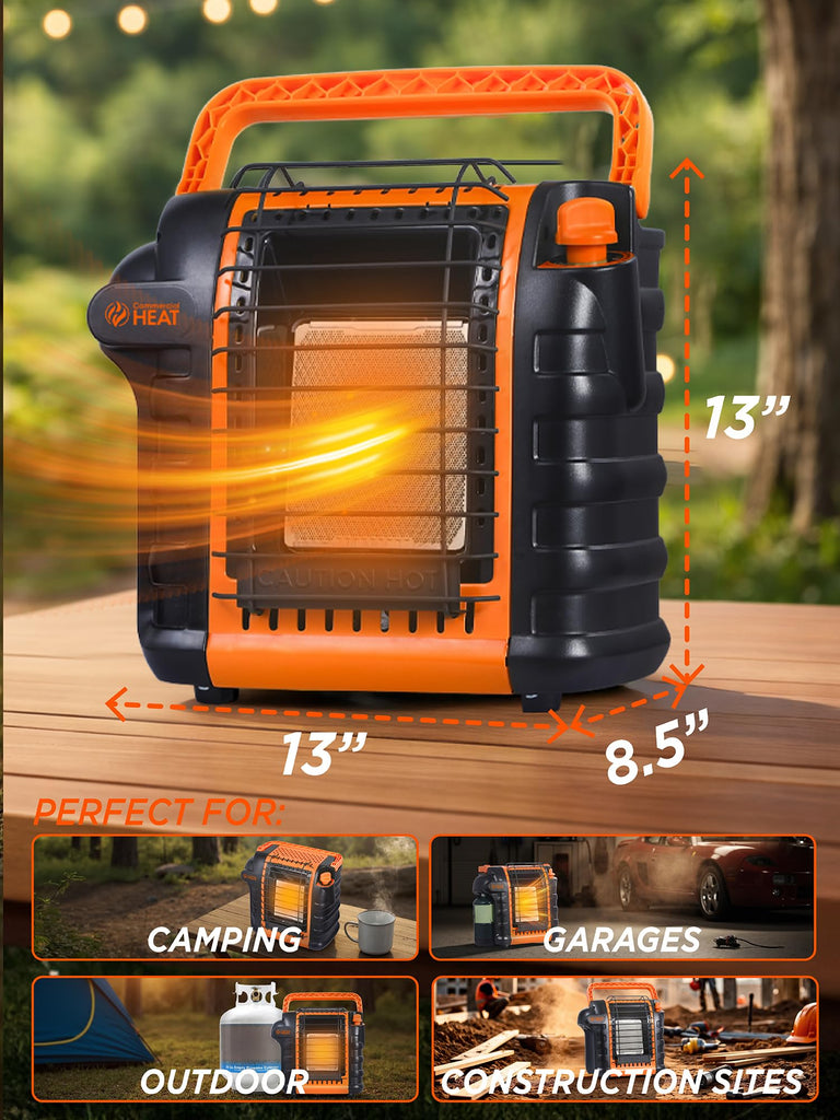 9000 BTU Outdoor Portable Propane Heater - Orange