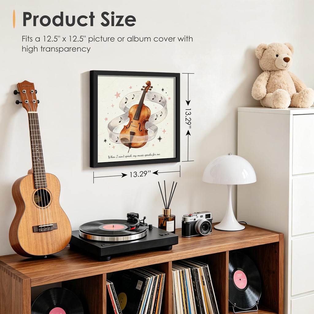 12.5x12.5 Vinyl Record Frame 6 Pack, Album Cover Frame Black