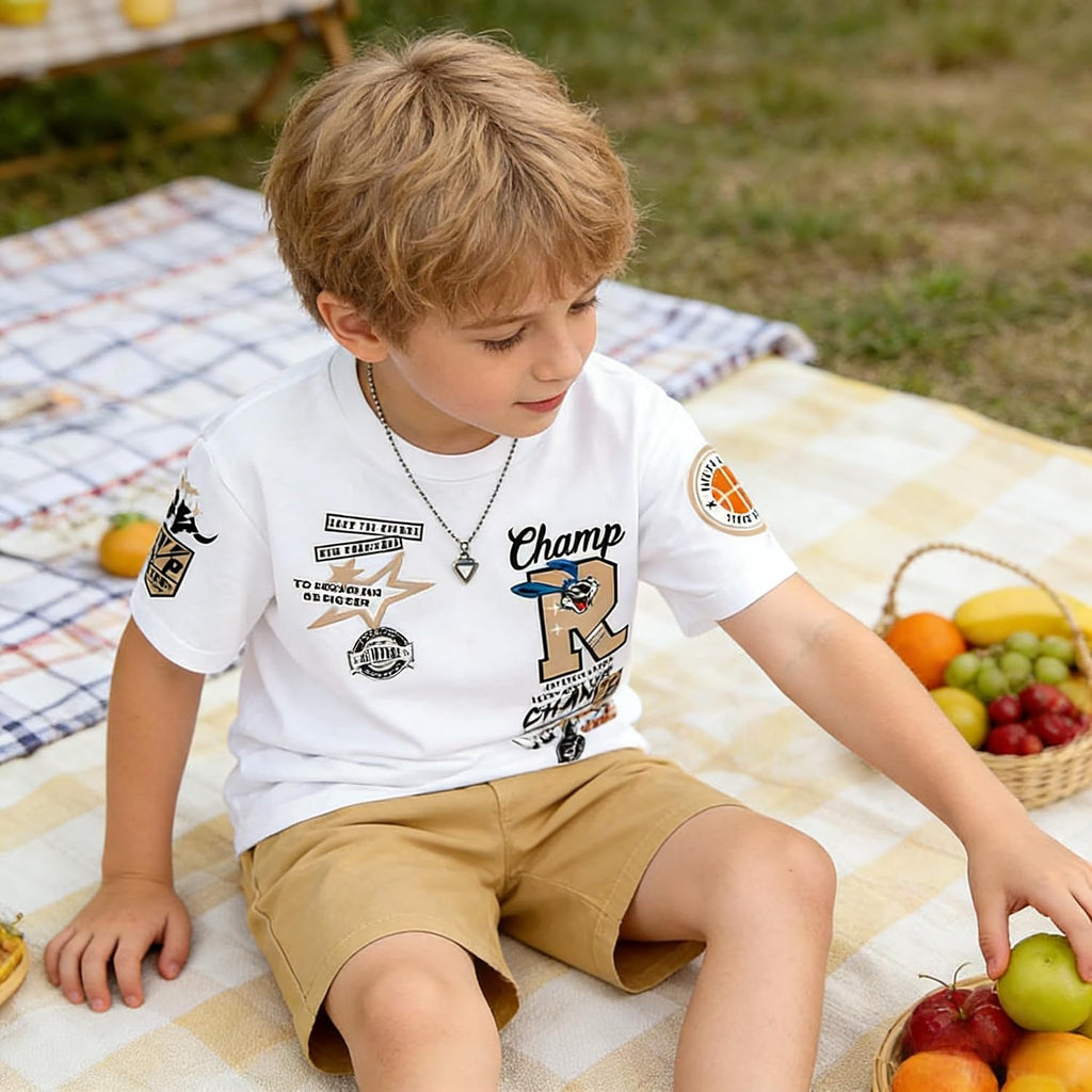 Boys Summer Clothes Short Sleeve Top and Shorts Piece Kids Outfits Boys Sets