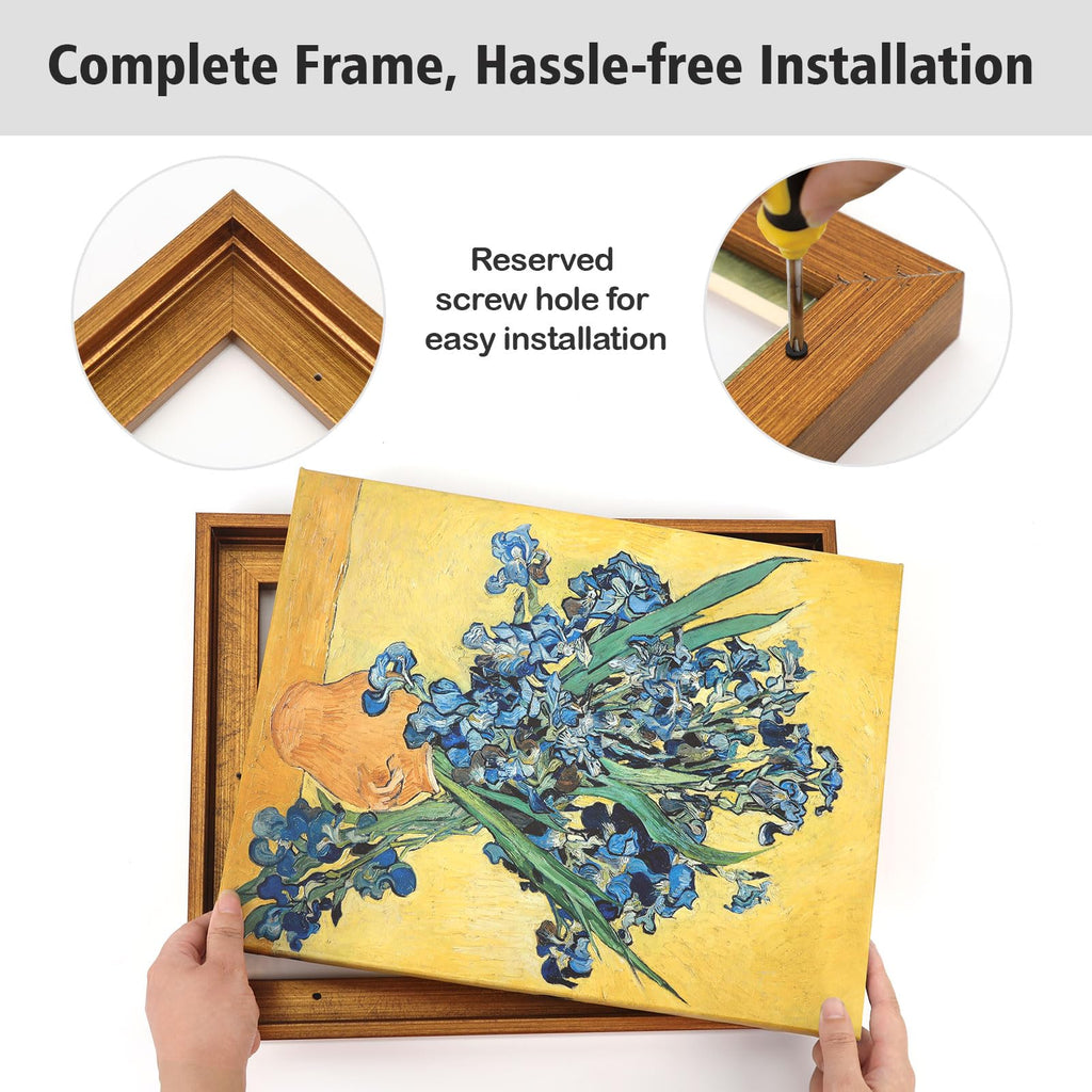14x18 Vintage Gold Floating Frame for Canvas Paintings, 0.9" Deep