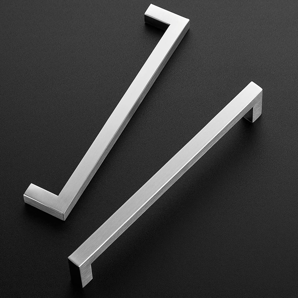 Brushed Nickel Kitchen Square Cabinet Handles 7-1/2 Inch 10 Pack