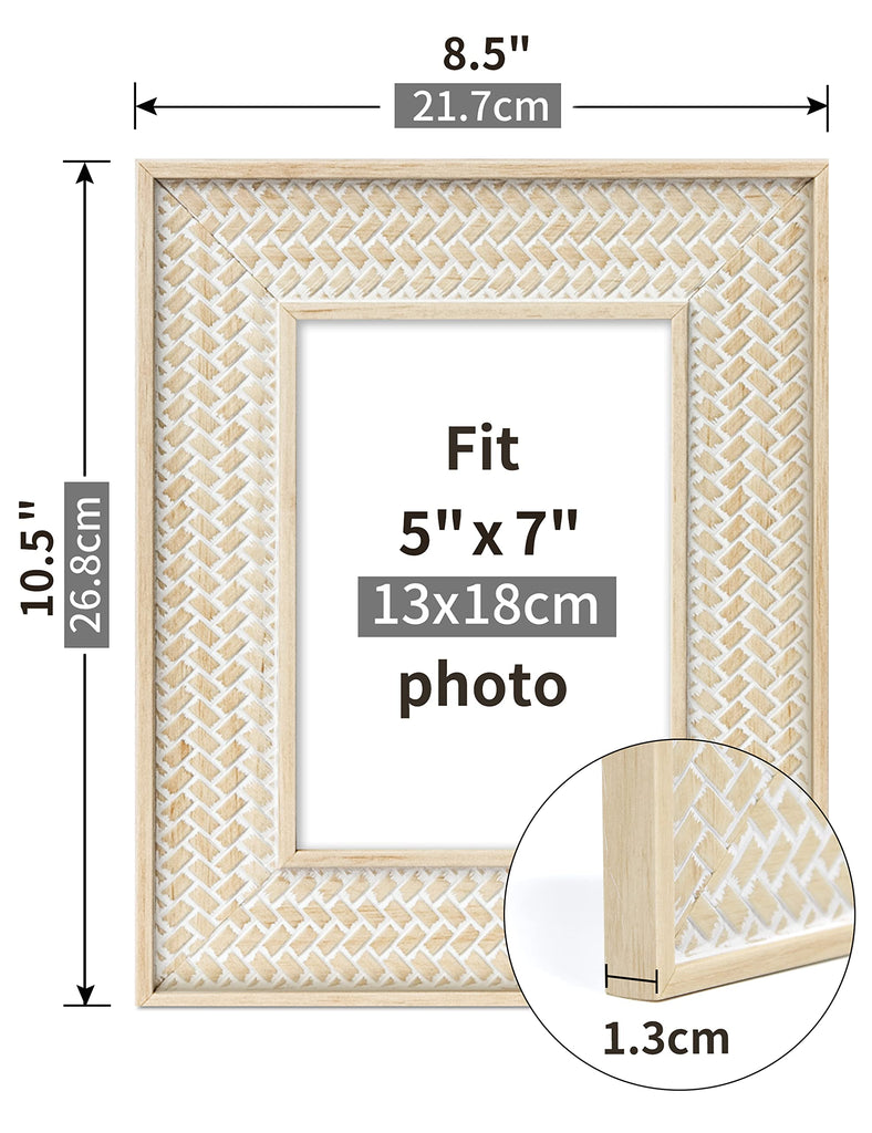 Boho 5x7 Picture Frame Beige Rattan Photo Frame
