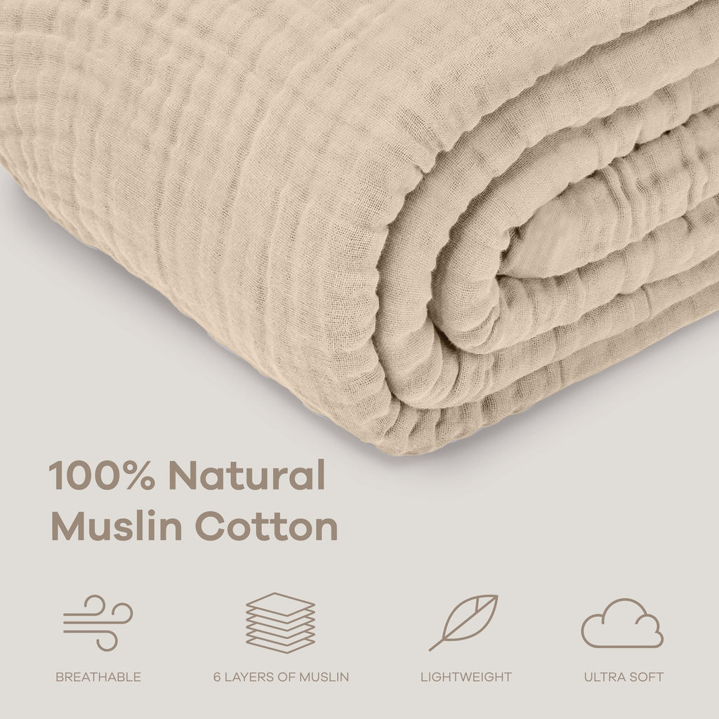 Muslin Throw Blanket 46" X 68" Sand - Throw Blanket