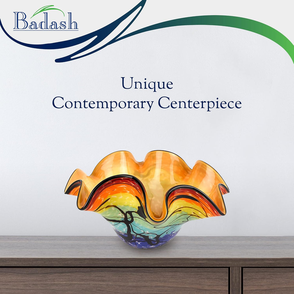 Allura Murano-Style Art Glass Centerpiece Bowl 15 Inch