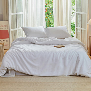 Linen Duvet Cover, French Linen Cotton Blend, White
