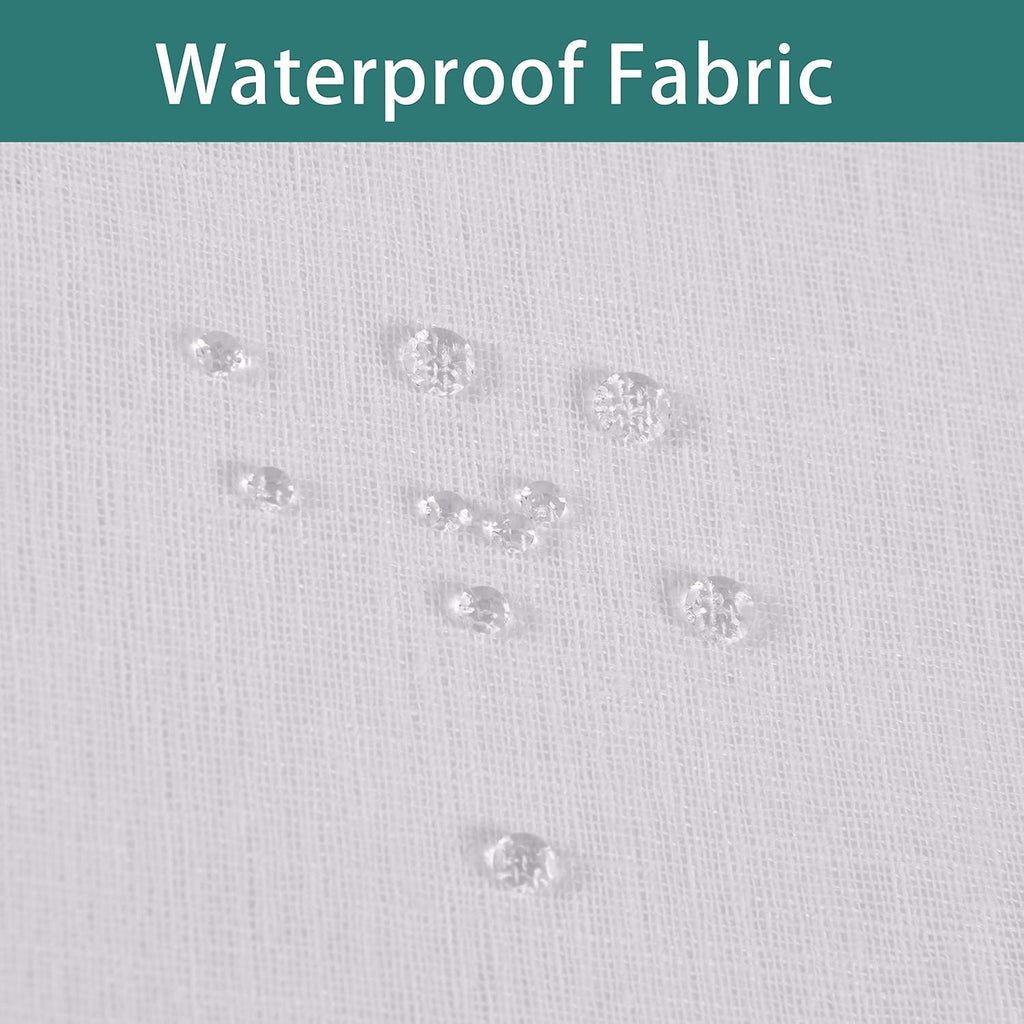 Burlap Linen Look Outdoor Curtains 2 Panels | Waterproof Tab Top Sheer Curtains for Pergola, Porch, Cabana, Gazebo